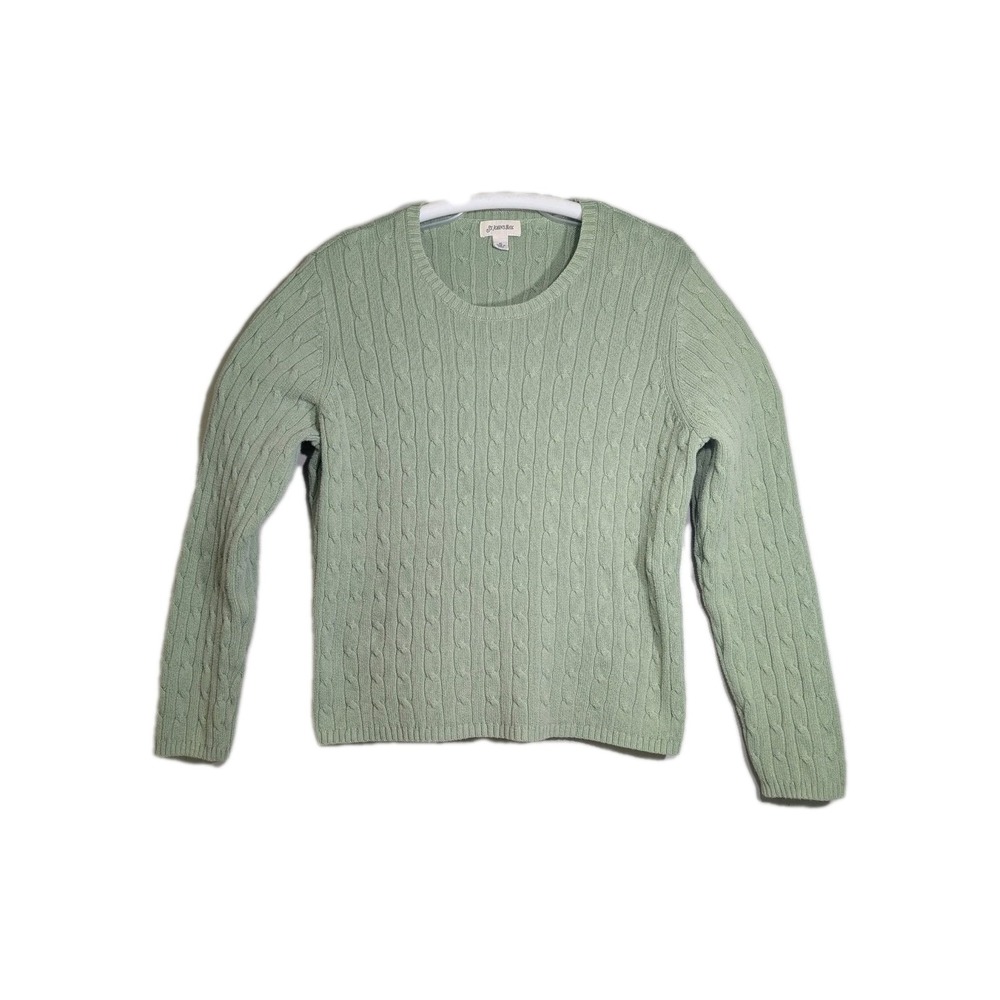 Women's Sweater Knit size XL Light Green Cable Camping Hiking